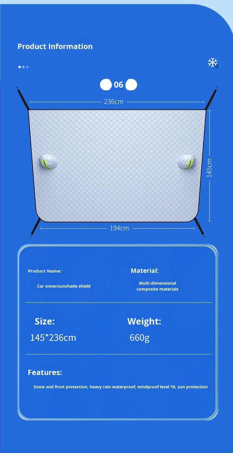 Car Sunshade Anti-Frost Cover for Front Windshield and Side Windows Winter Exterior Exterior Cover Sunshade Front Snow Shield