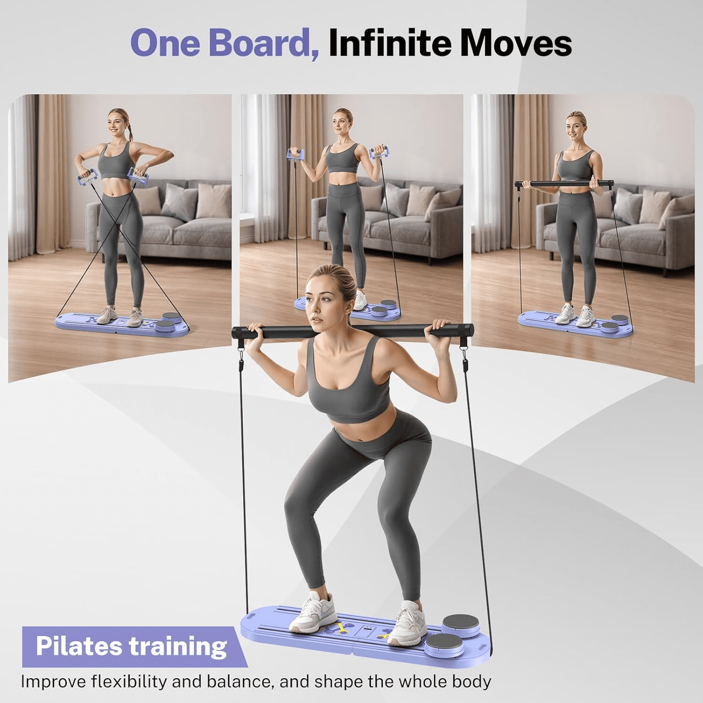 15 - in - 1 Foldable Pilates Reformer Board – Full Body Workout | TheFormX™ - TheFormX
