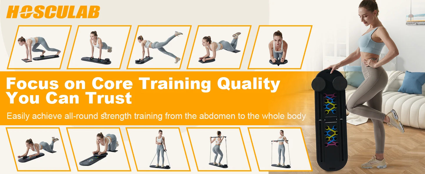 TheFormX 8-in-1 Home Gym Fitness Board with Resistance Bands, Balance Bar & Core Trainer