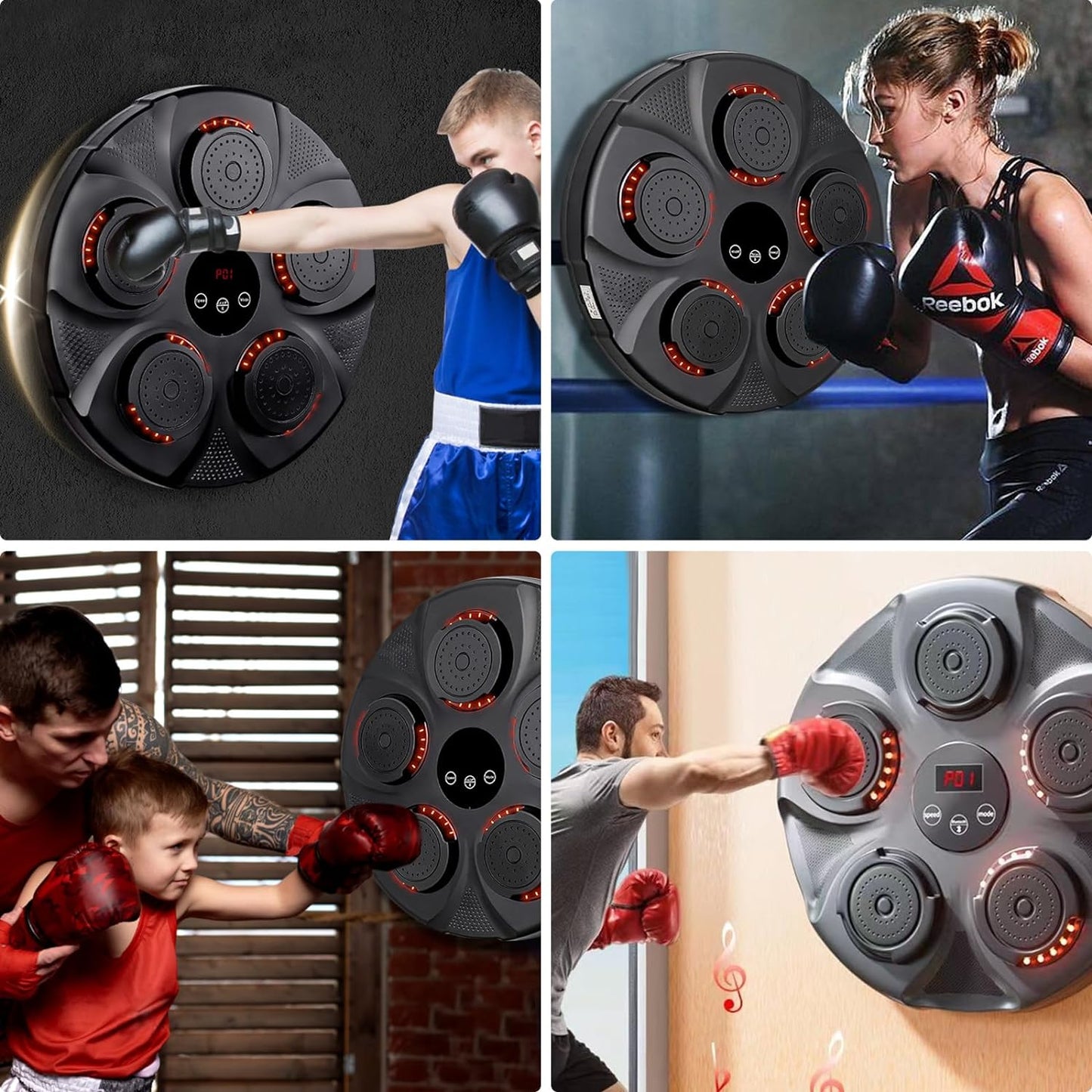 TheFormX™ Interactive Music Boxing Trainer | Wall-Mounted Reflex & Fitness Machine with Gloves