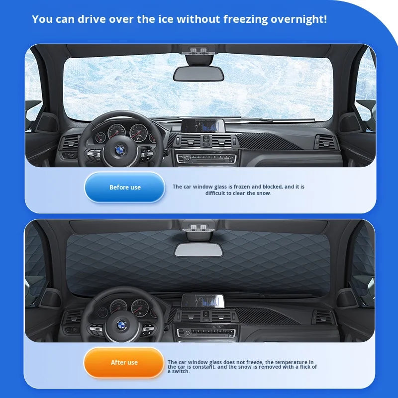 Car Sunshade Anti-Frost Cover for Front Windshield and Side Windows Winter Exterior Exterior Cover Sunshade Front Snow Shield