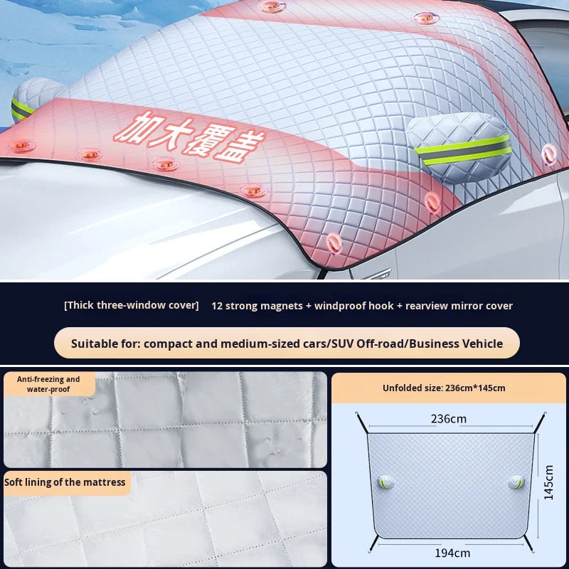 Car Sunshade Anti-Frost Cover for Front Windshield and Side Windows Winter Exterior Exterior Cover Sunshade Front Snow Shield