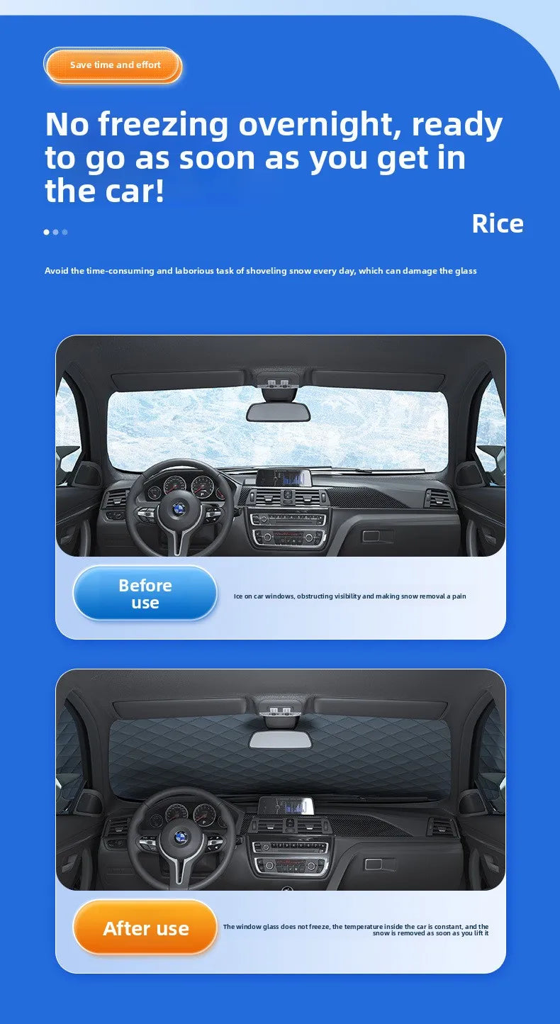 Car Sunshade Anti-Frost Cover for Front Windshield and Side Windows Winter Exterior Exterior Cover Sunshade Front Snow Shield