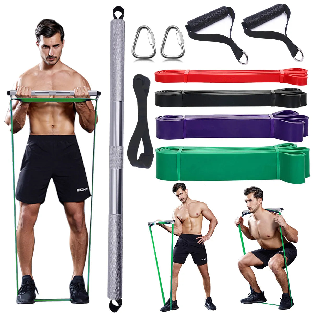 Full-Body Resistance Band Set with Metal Bar | TheFormX™