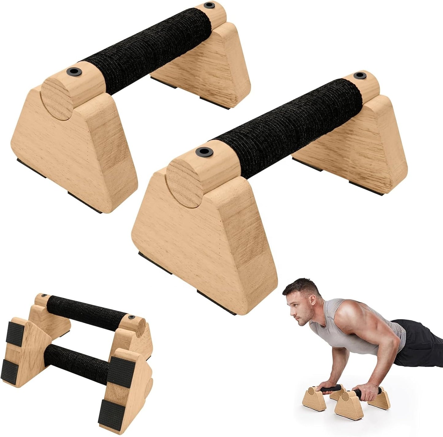 Wooden Push-Up Bars | 20–50cm | TheFormX™