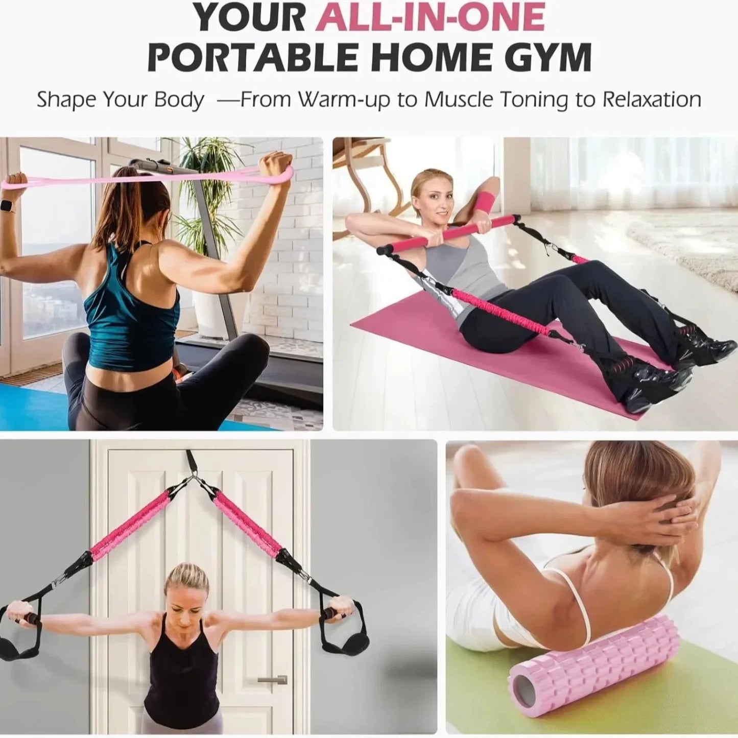 180lbs 13-Piece Resistance Band Pilates Bar Kit | TheFormX™