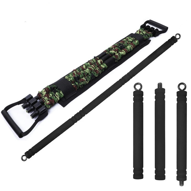 Multifunctional Elastic Belt Pull Rope with adjustable Bar (75–150 lbs) | TheFormX™