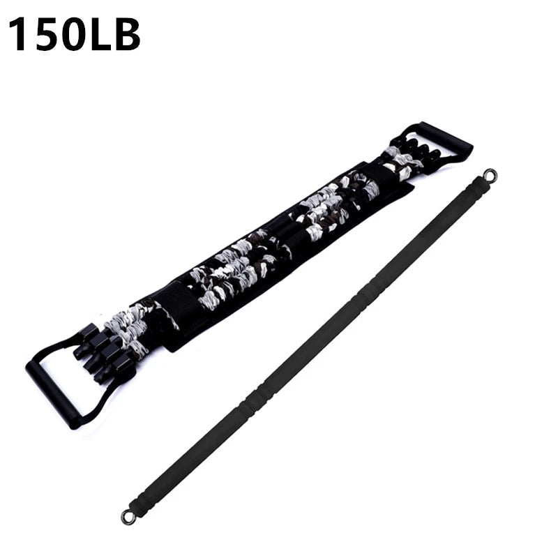 Multifunctional Elastic Belt Pull Rope with adjustable Bar (75–150 lbs) | TheFormX™