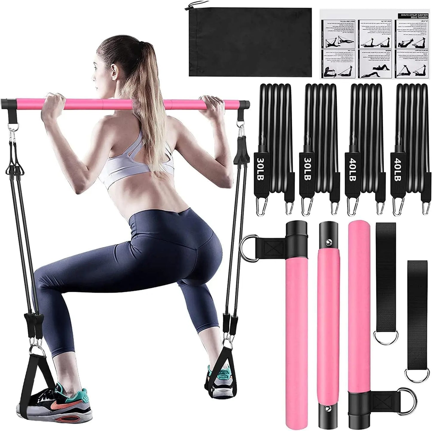 Full-Body Resistance Bands Set with Fitness Bar | TheFormX™