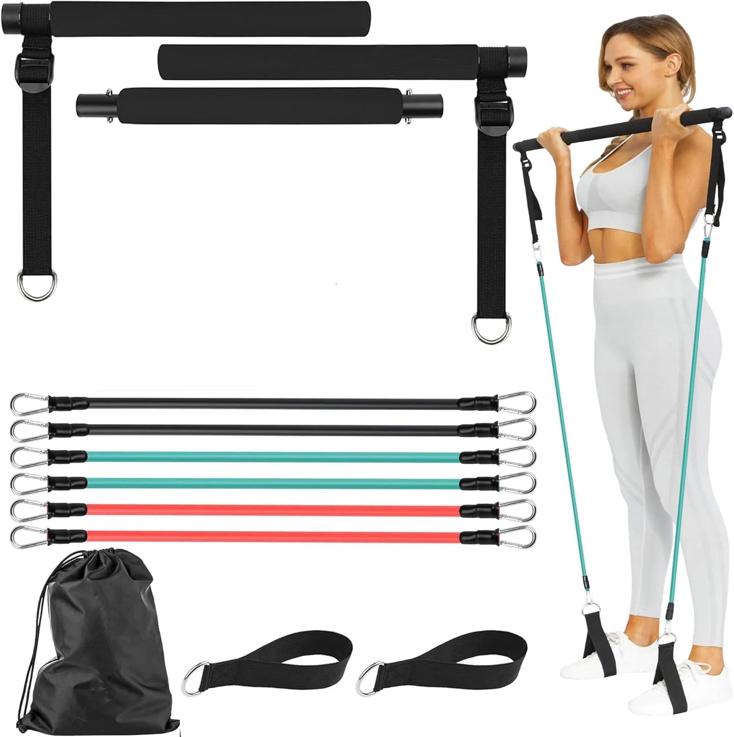 Portable Pilates Bar Kit with Adjustable Resistance Bands | TheFormX™ - TheFormX
